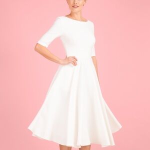The Pretty Dress Company Hepburn Mid Sleeved Swing Dress Ivory, wedding dress